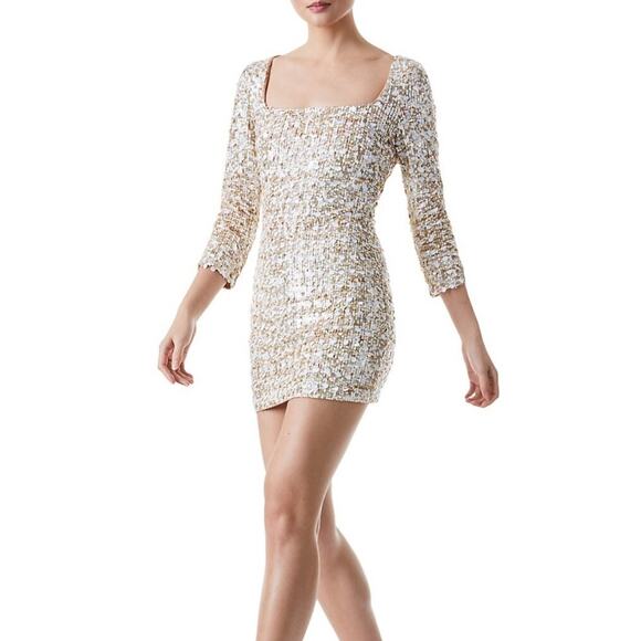 Alice and Olivia Long Sleeve Sequin Mini Cocktail Dress size 8 New Retails $895 - Picture 10 of 11